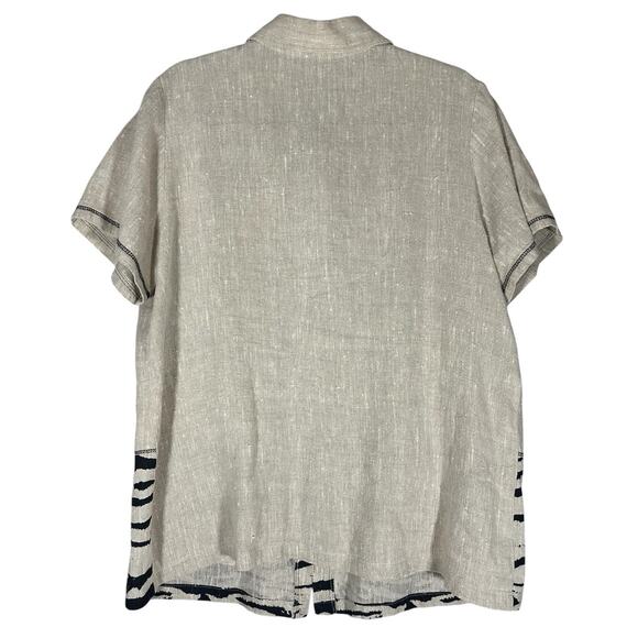 Vtg Positive Influence XL 100% Linen 2PC SET Midi Dress Zebra Lagenlook Safari - Picture 5 of 13